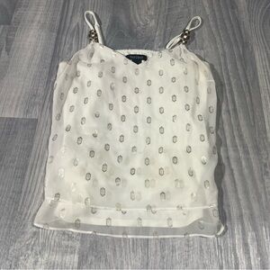 White House Black Market White Camisole with Silver Accents